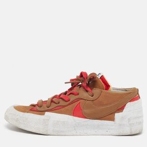 Nike X Sacai Blazer Size 44 Brown/red Leather And Suede Lace Up Sneakers